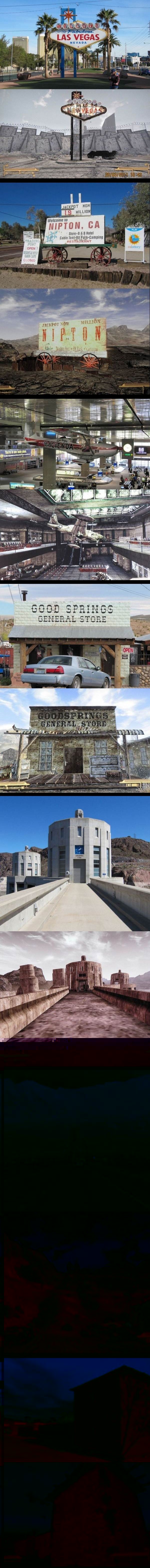 폴아웃 뉴베가스 실제 지형과 지물...