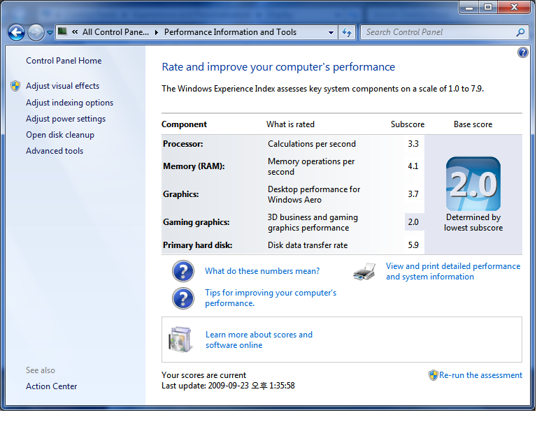 windows 7  score